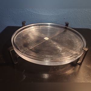 **PartyLite Iron & Glass Candle Plate 2-piece set - 10.25"Diam